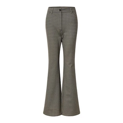 Grid Pattern Flared Pants