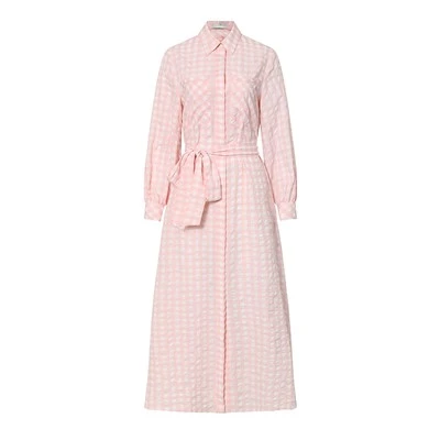 Pink Plaid Long Dress