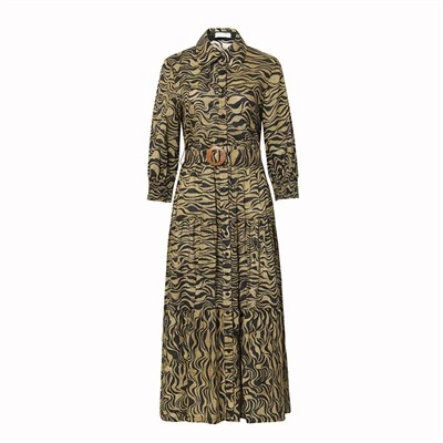Zebra Print Lapel Long Sleeve Dress